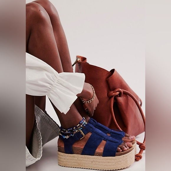 Free People x Intentionally Marine Dream Flatform Sandals Size 7.5 NEW - Picture 1 of 14